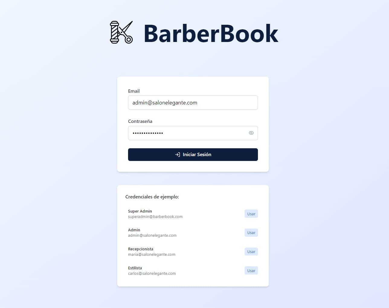 Administratacion de usuarios y turnos para Barberías